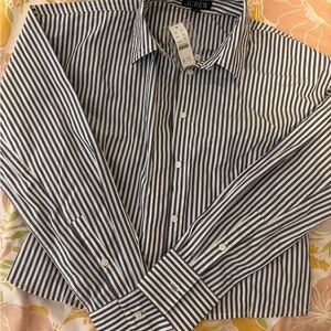 J.Crew NWT Women’s Navy and White Stripe Cropped Button-Down Shirt
